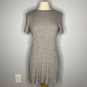 Grey Knit Textured Short Sleeve TShirt Dress K3